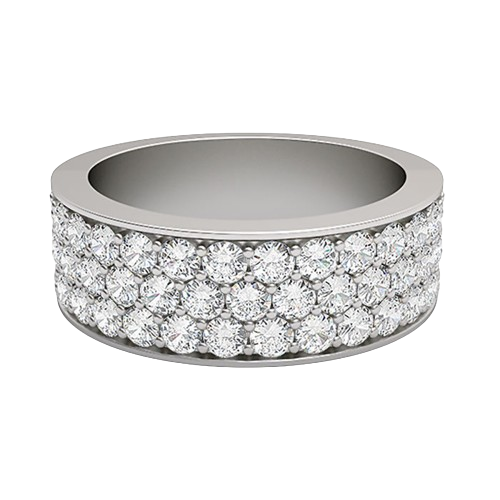 Three Row Round Diamond Half Eternity Ring