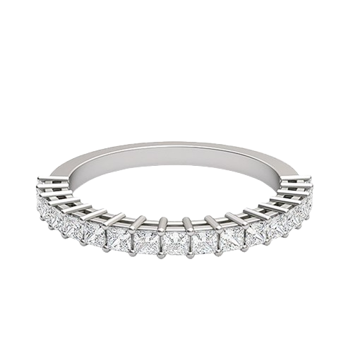 Prongs Set Princess Cut Diamond Half Eternity Ring