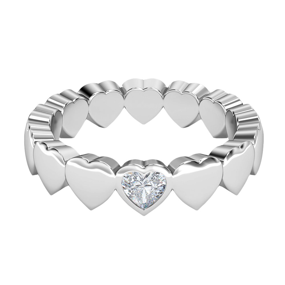 Heart Shape Diamond Wedding Band