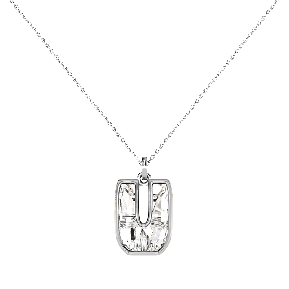 U Letter Alphabet-Platinum-Pendant-7 mm