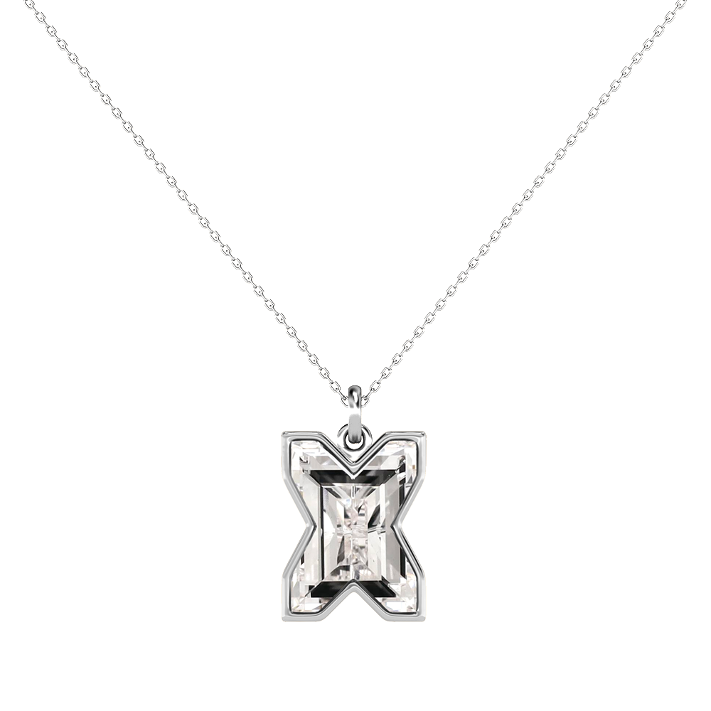 X Letter Alphabet-Platinum-Pendant-7 mm