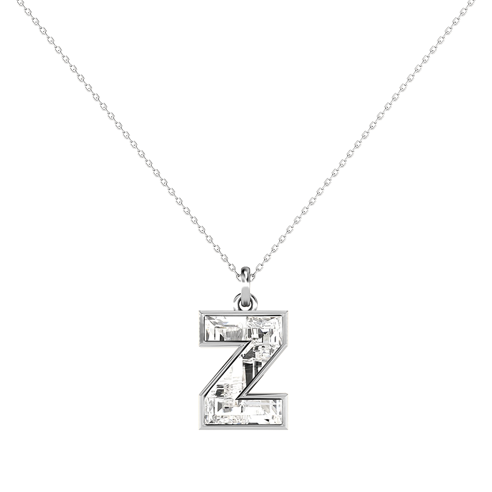 Z Letter Alphabet-Platinum-Pendant-7 mm
