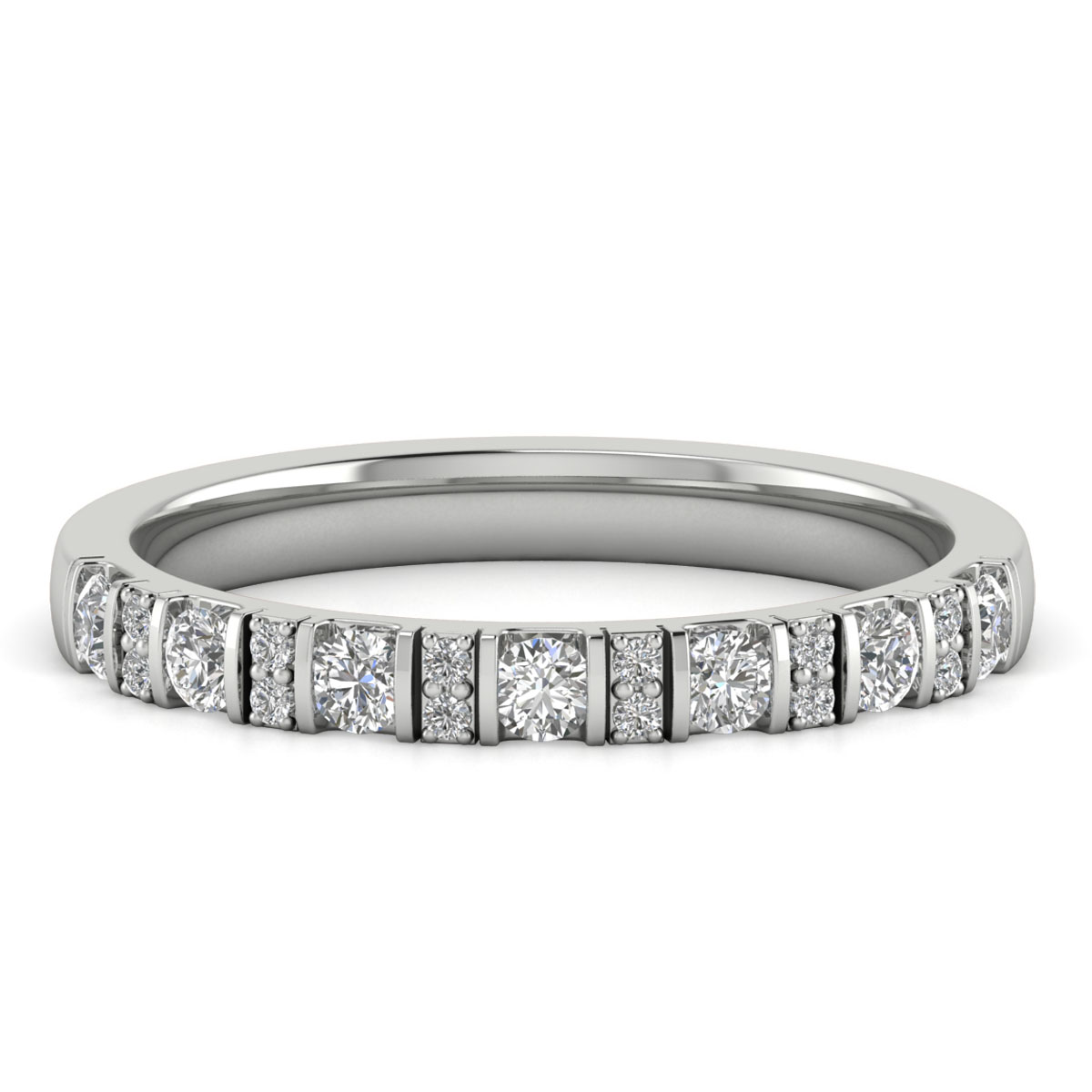 Prong Round Diamond Half Eternity Diamond Band 
