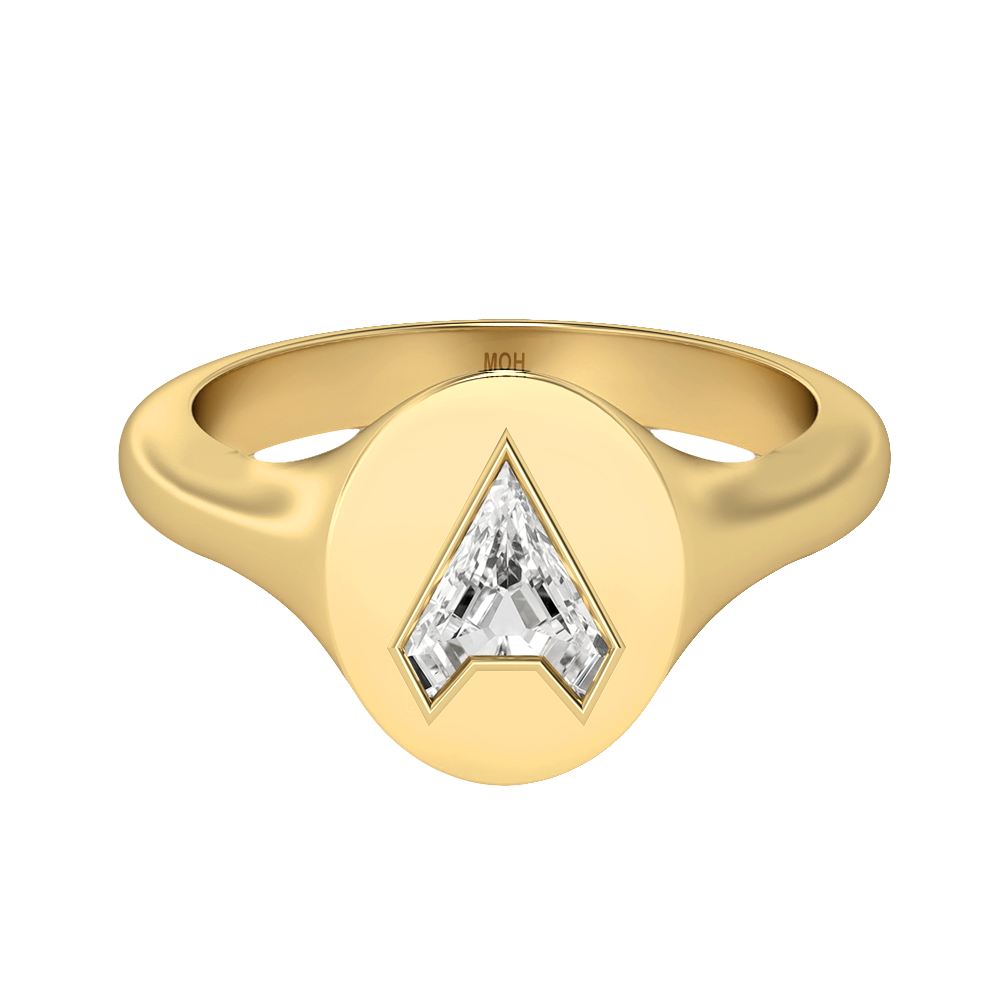 A-18K Yellow Gold-Signet Ring-7 mm