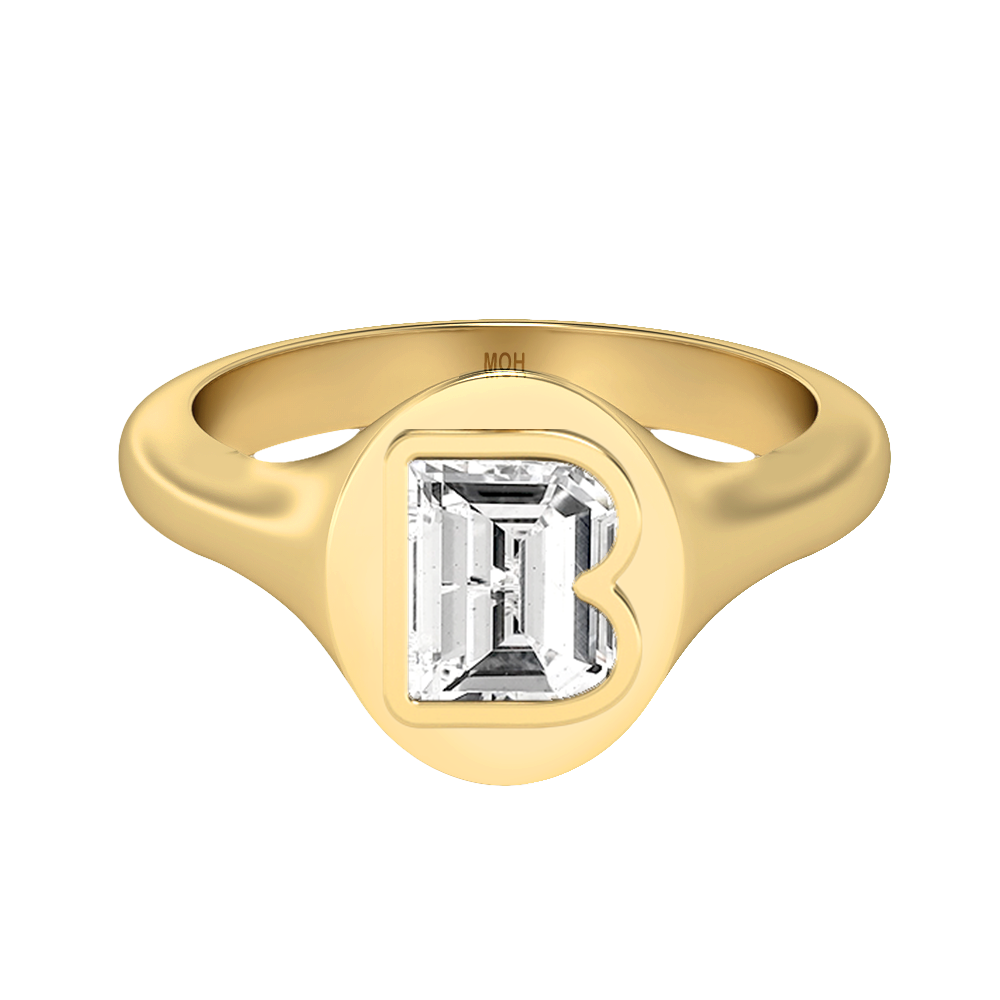 B-18K Yellow Gold-Signet Ring-7 mm