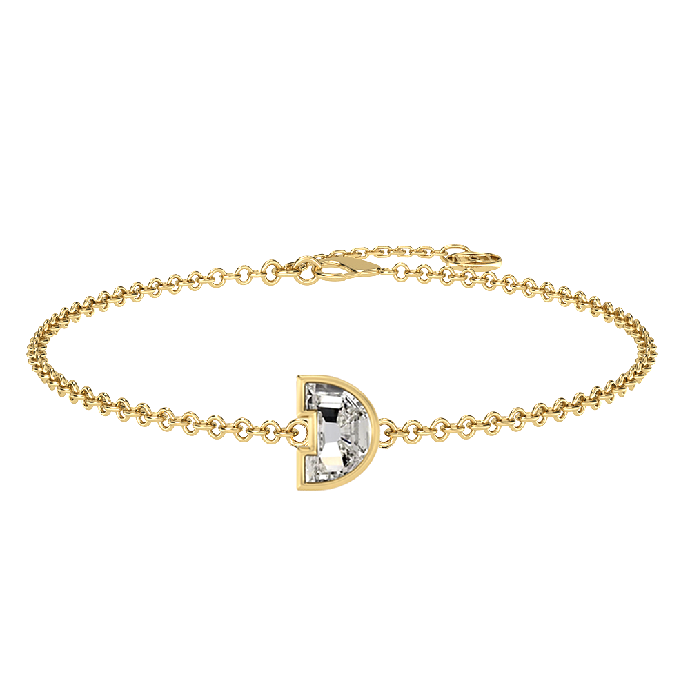 D Letter Alphabet-18K Yellow Gold-Bracelet-7 mm
