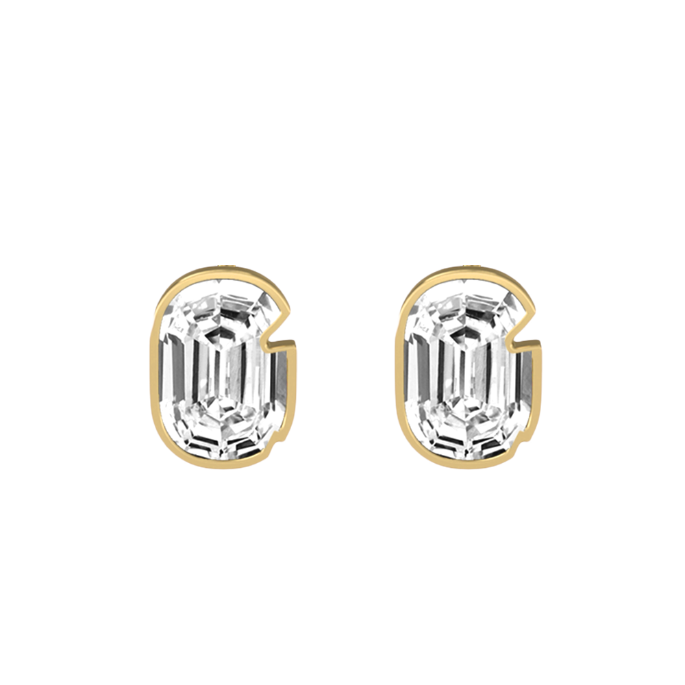G Letter Alphabet-18K Yellow Gold-Stud Earrings-7 mm