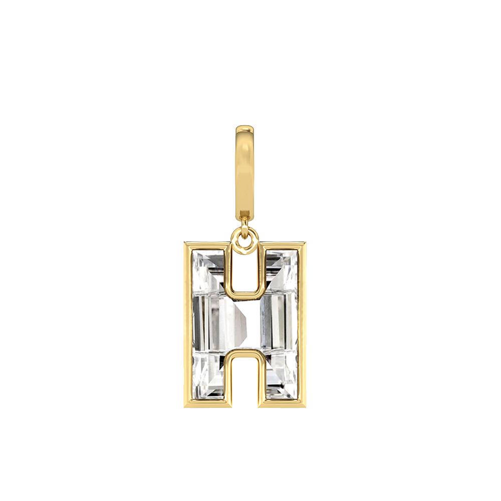 H Letter Alphabet-18K Yellow Gold-Charm-7 mm