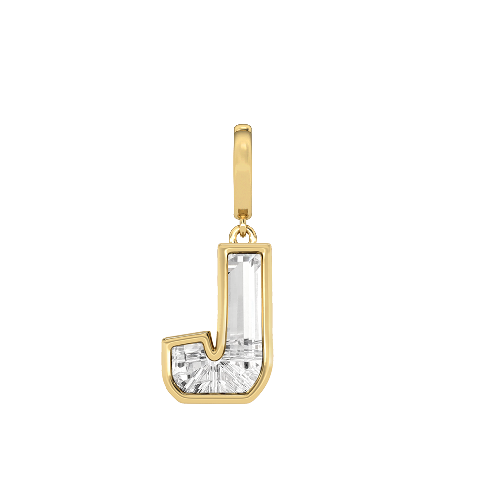 J Letter Alphabet-18K Yellow Gold-Charm-7 mm