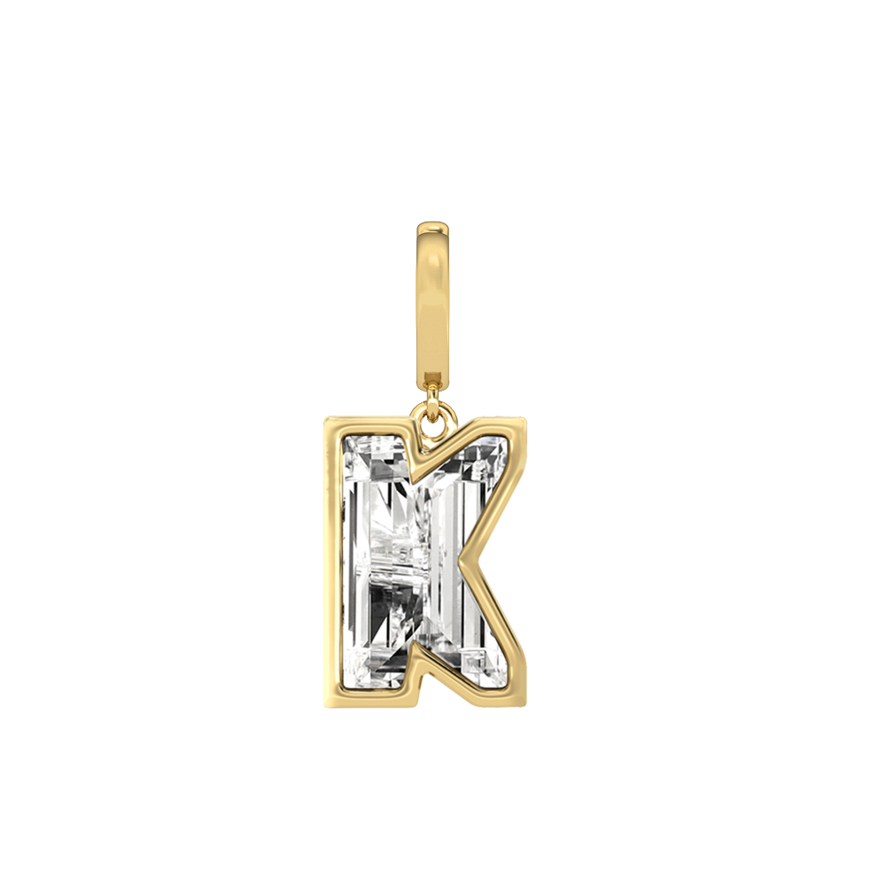 K Letter Alphabet-18K Yellow Gold-Charm-7 mm