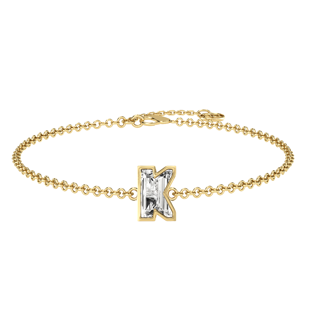 K Letter Alphabet-18K Yellow Gold-Bracelet-7 mm