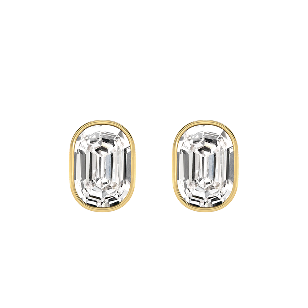 O Letter Alphabet-18K Yellow Gold-Stud Earrings-7 mm