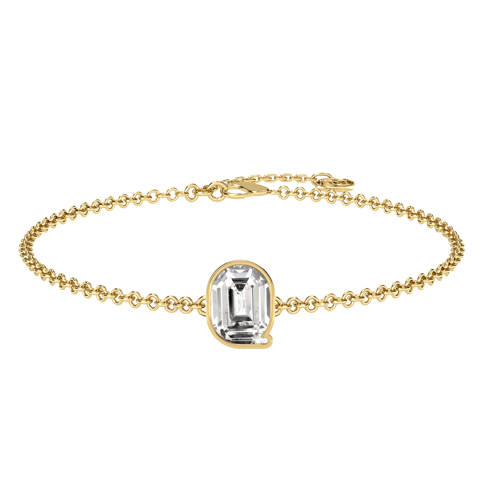 Q Letter Alphabet-18K Yellow Gold-Bracelet-7 mm