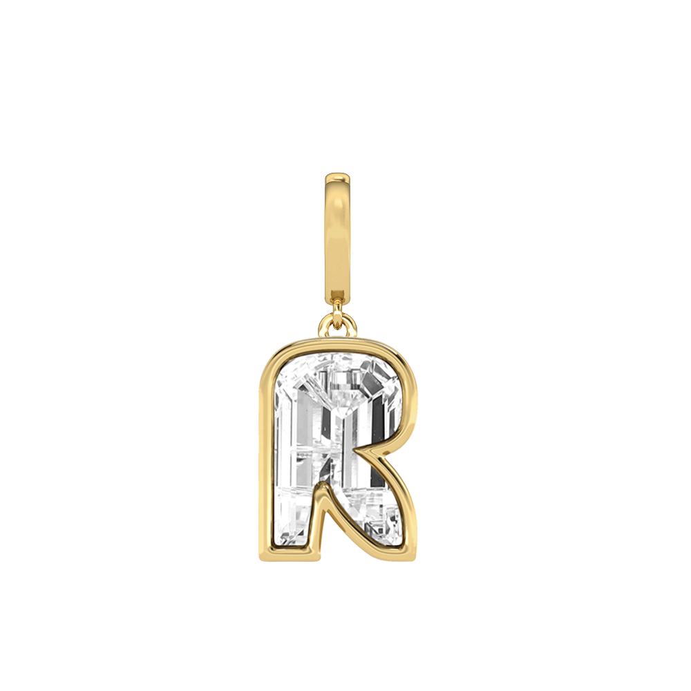 R Letter Alphabet-18K Yellow Gold-Charm-7 mm