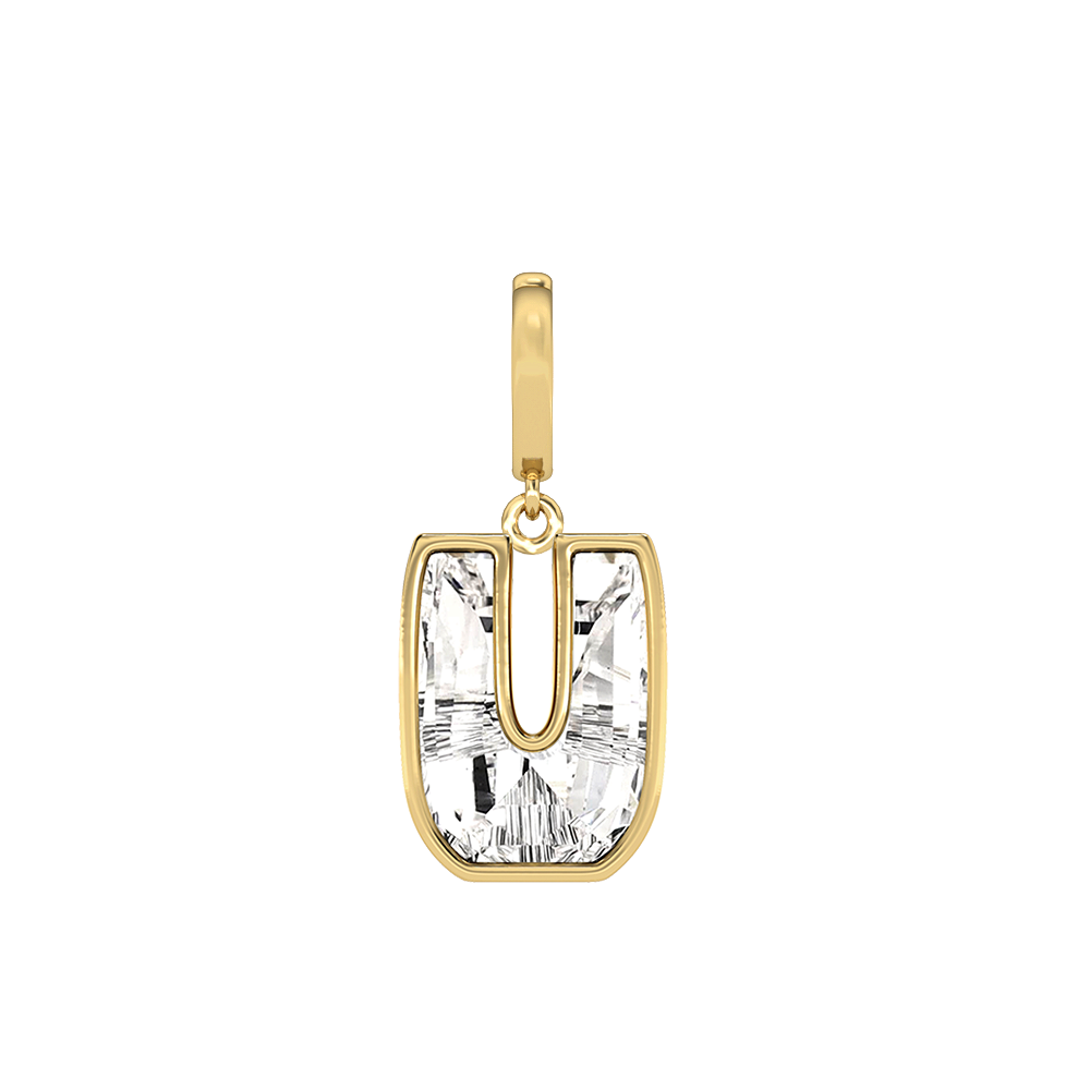 U Letter Alphabet-18K Yellow Gold-Charm-7 mm
