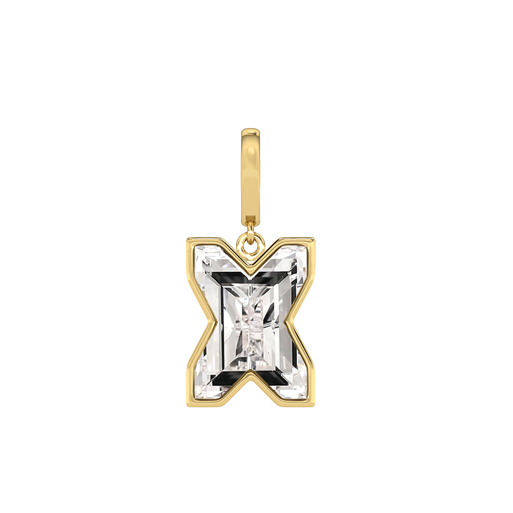 X Letter Alphabet-18K Yellow Gold-Charm-7 mm