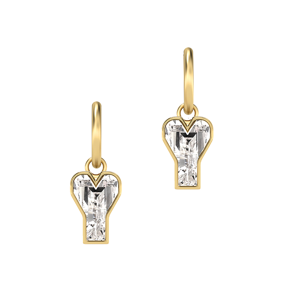 Y Letter Alphabet-18K Yellow Gold-Hoop Earrings-7 mm