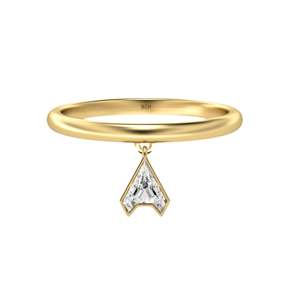 A-18K Yellow Gold-Drop Ring-7 mm