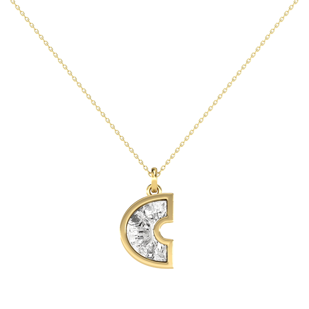 C Letter Alphabet-18K Yellow Gold-Pendant-7 mm