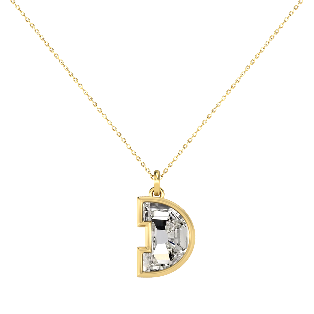D Letter Alphabet-18K Yellow Gold-Pendant-7 mm