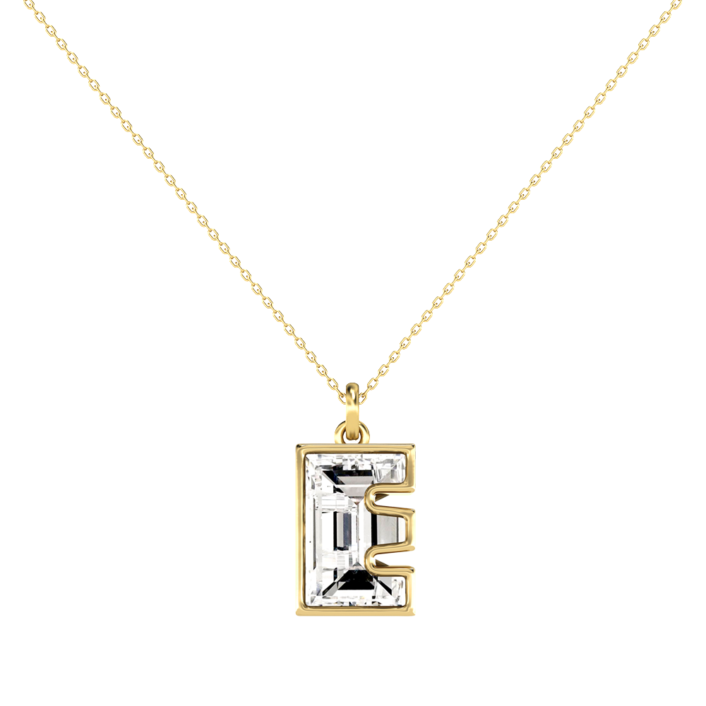 E Letter Alphabet-18K Yellow Gold-Pendant-7 mm