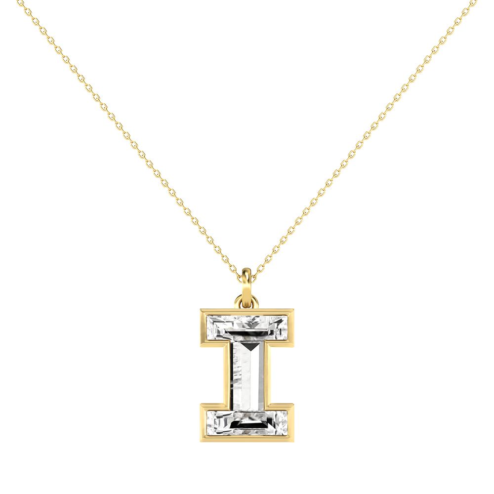 I Letter Alphabet-18K Yellow Gold-Pendant-7 mm