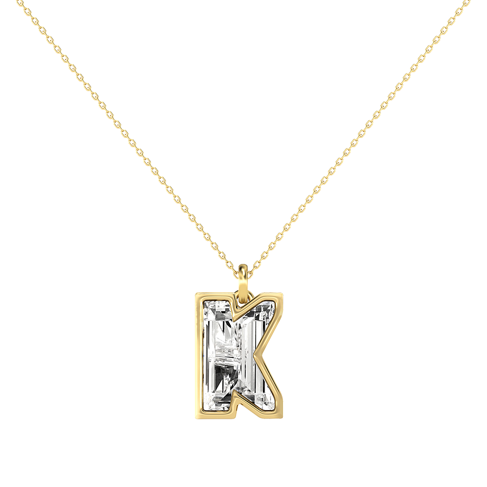 K Letter Alphabet-18K Yellow Gold-Pendant-7 mm