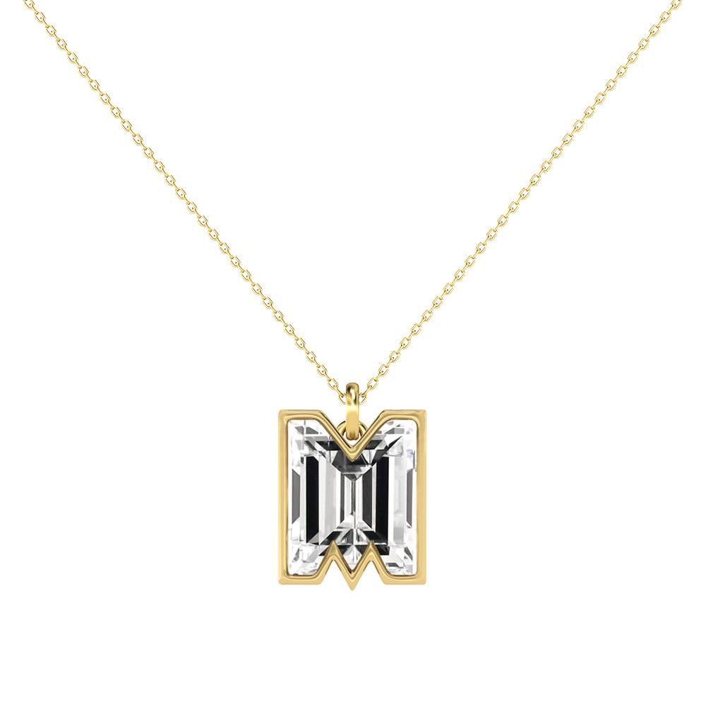 M Letter Alphabet-18K Yellow Gold-Pendant-7 mm