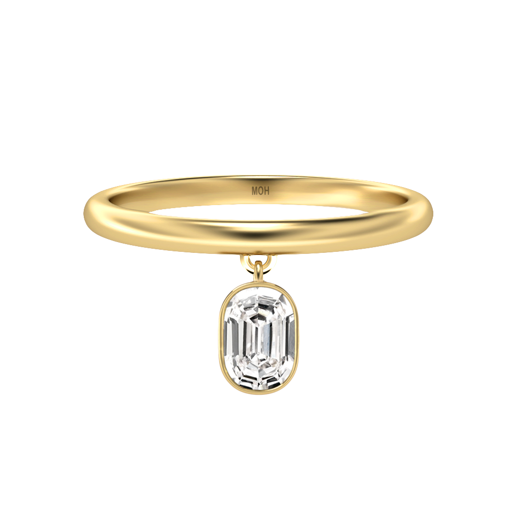 O Letter Alphabet-18K Yellow Gold-Drop Ring-7 mm