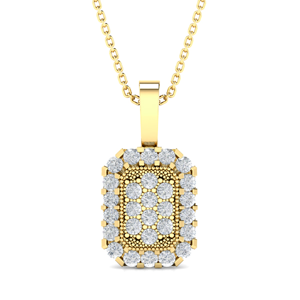 Image of MOH Solitaire Necklaces in 18K Yellow Gold, , 20 Inch Size, F-G / SI With Natural Diamonds.