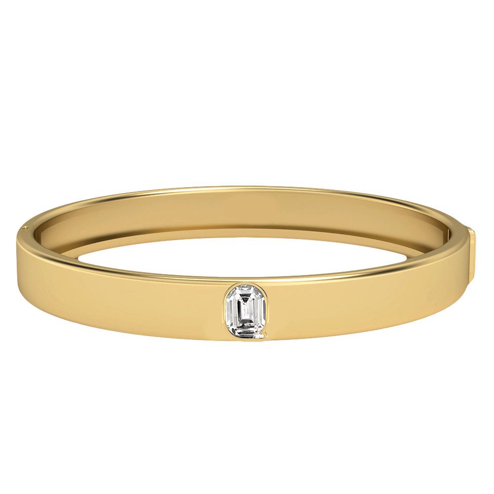 Q Letter Alphabet-18K Yellow Gold-Bangle-7 mm