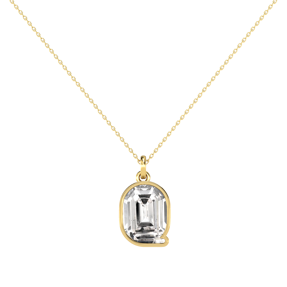 Q Letter Alphabet-18K Yellow Gold-Pendant-7 mm