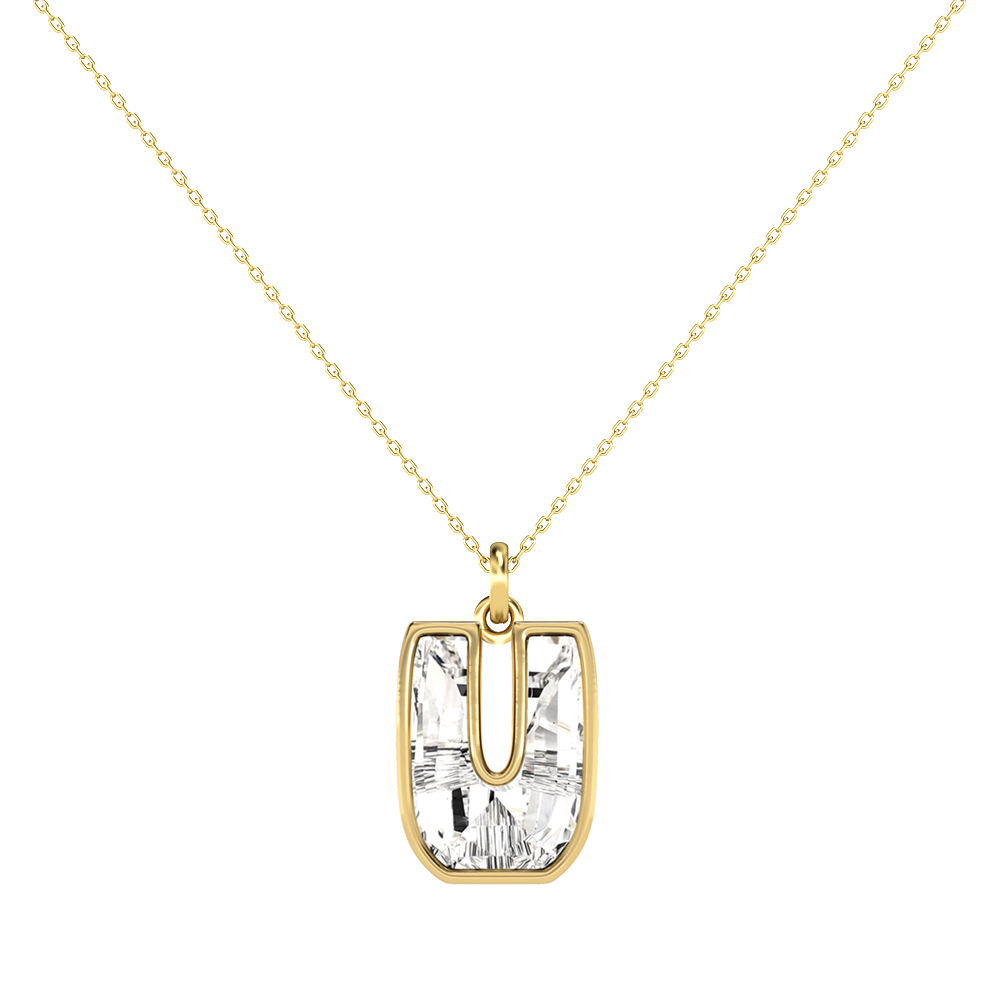 U Letter Alphabet-18K Yellow Gold-Pendant-7 mm