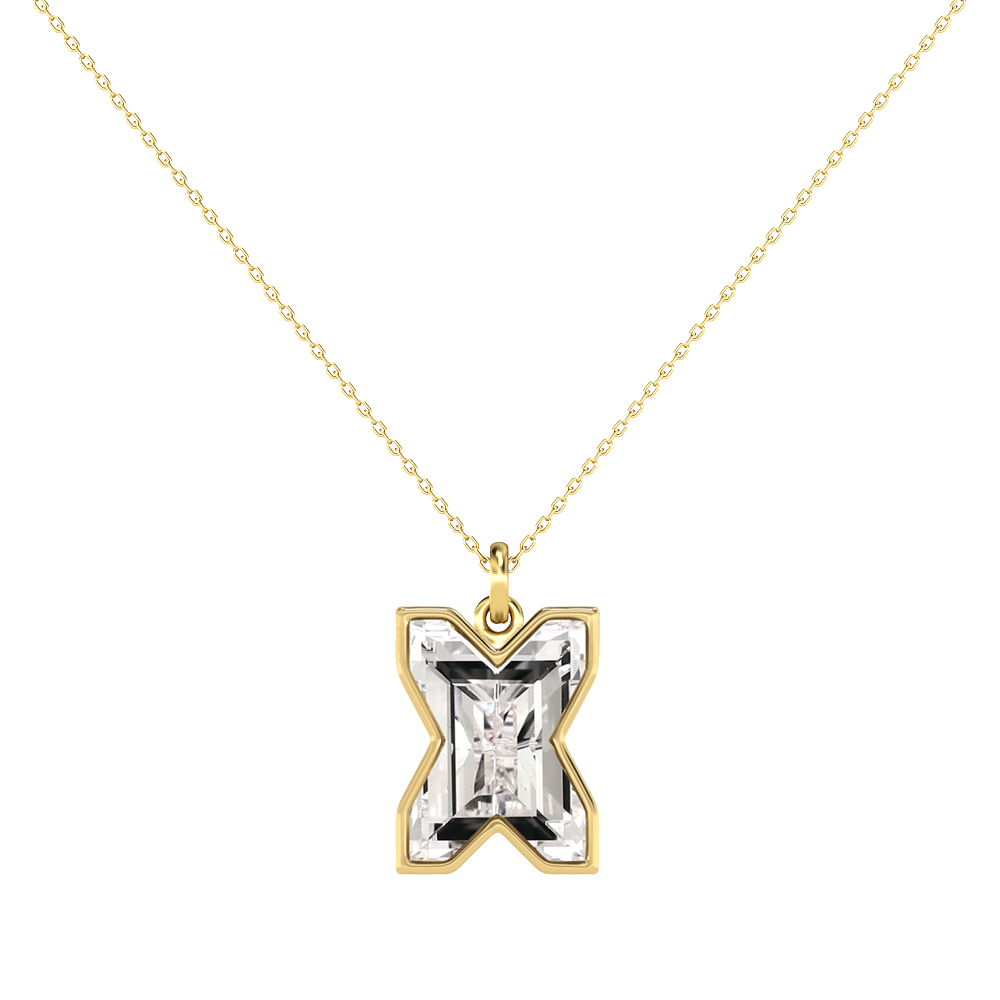 X Letter Alphabet-18K Yellow Gold-Pendant-7 mm