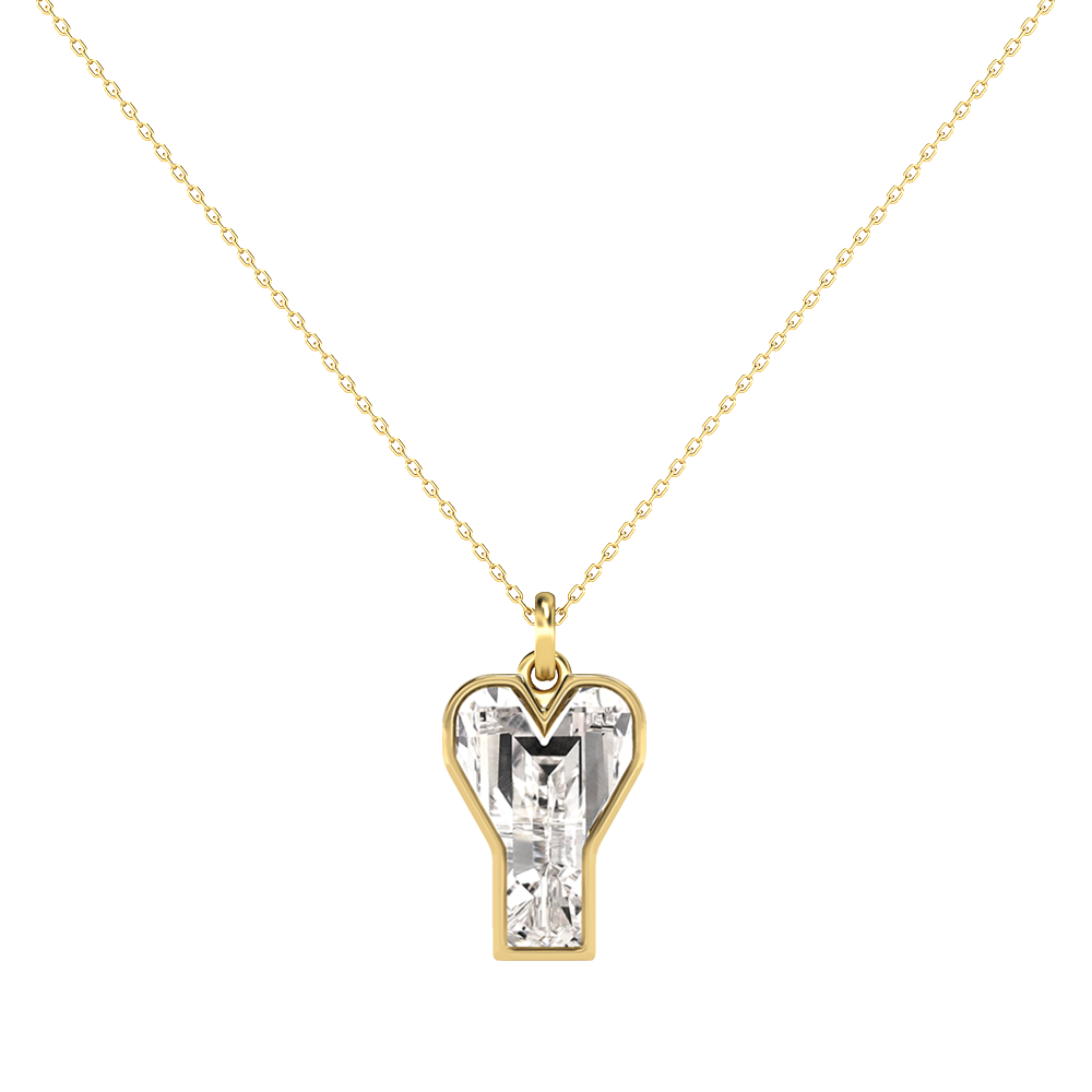 Y Letter Alphabet-18K Yellow Gold-Pendant-7 mm
