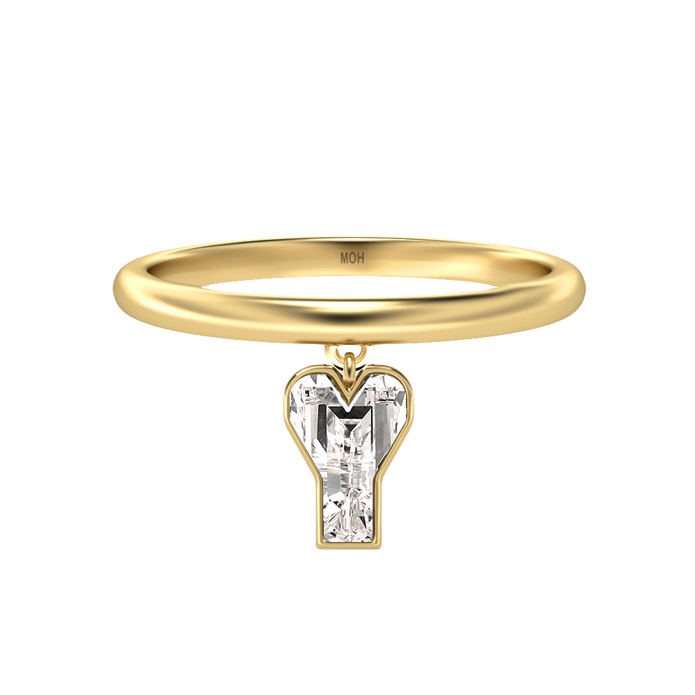 Y Letter Alphabet-18K Yellow Gold-Drop Ring-7 mm